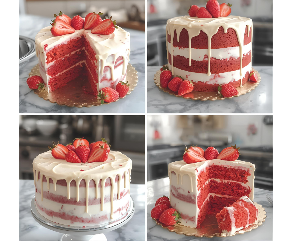 Strawberry Cake with Cream Cheese Icing