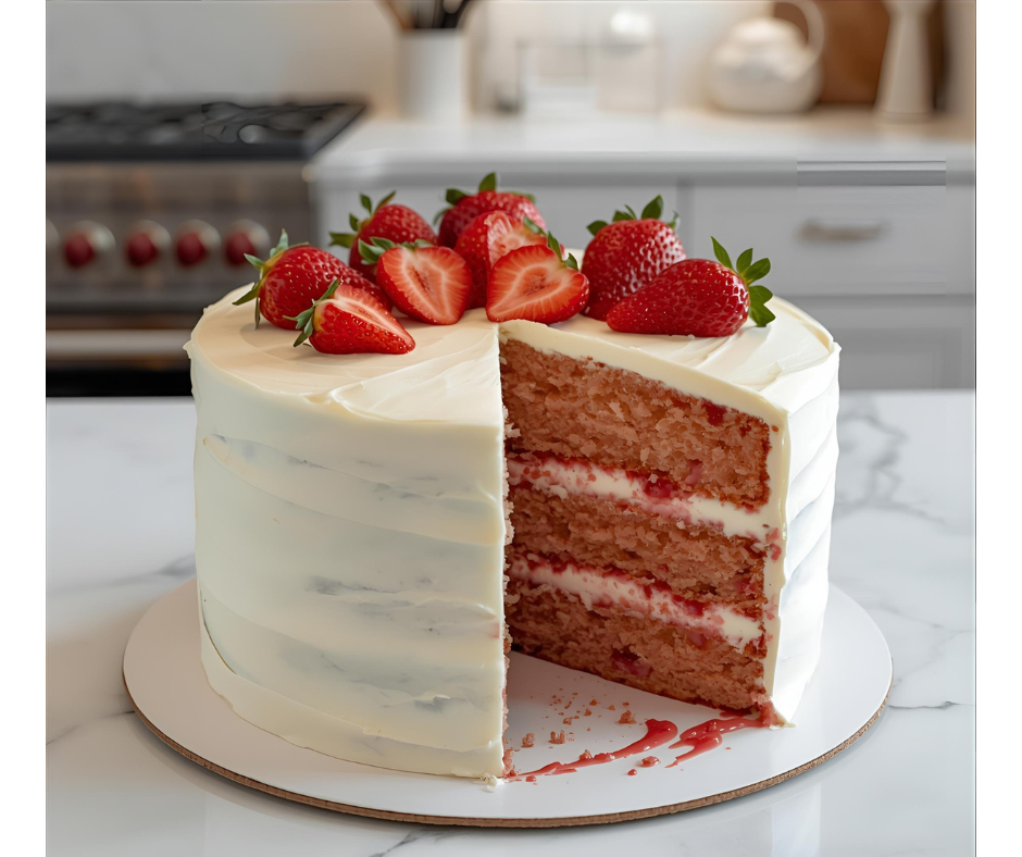 Strawberry Cake with Cream Cheese Icing